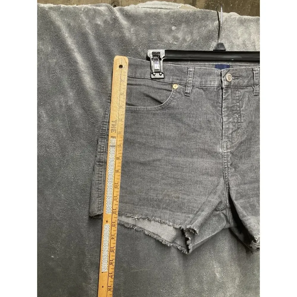 GAP Corduroy Raw Frayed Hem Short Woman Grey Silver Bells 90s Grunge Indie Sz 10